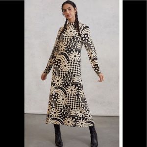 Psychedelic daisies stripes ANTHROPOLOGIE NWOT FARM RIO AURELIE MAXI DRESS 🌸